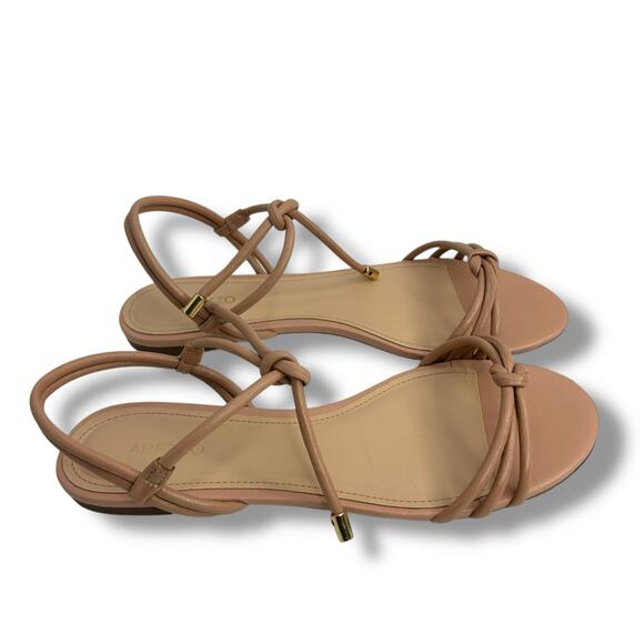 NEW Arezzo Camila Flat Sandals Size 8 True Sand Tan Strappy Tie Boho Flats Nude - Picture 9 of 9